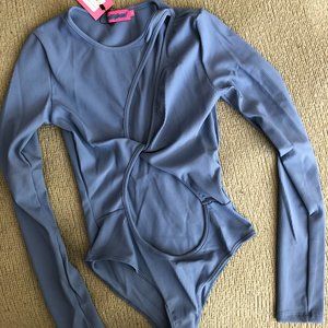 Edikted Juniper Cut Out Body Suit, Blue, S (NWT) orig $64